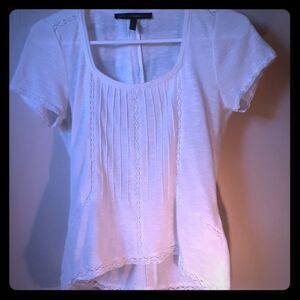 WHBM WHITE LACE TRIM PEASANT TOP XS